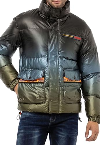 Cipo & Baxx Herren Mantel – Stylische Winterjacke mit warmem Innenfutter und abnehmbarer Kapuze für kalte Tage