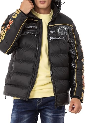 Cipo & Baxx Herren Mantel – Stylische Winterjacke mit warmem Innenfutter und abnehmbarer Kapuze für kalte Tage