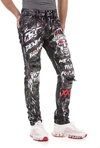 Cipo & Baxx Herren Jeans Hose Look Röhrenjeans Straight Fit Kontrastnähte Trendyhose | Cipo & Baxx Herren Jeans Hose Us