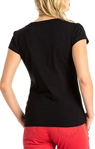 Cipo & Baxx Damen T-Shirt Print Strasssteine Baumwolle Rundhals