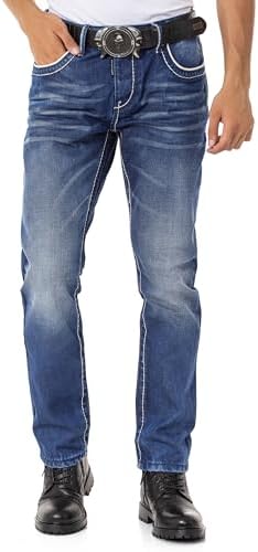 Cipo & Baxx Herren Jeans Hose Look Röhrenjeans Straight Fit Kontrastnähte Trendyhose | Cipo & Baxx Herren Jeans Hose Us