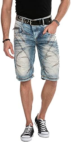 Cipo & Baxx Herren Jeans - Straight Fit mit modischen Waschungen, Nähten & Used-Look Details - Regular Denim