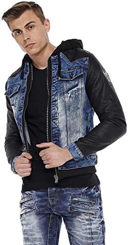 Cipo & Baxx Herren Hybrid-Denimjacke - Versatile Farben, Modisch und Komfortabel - für City und Outdoor - mit Knopf und