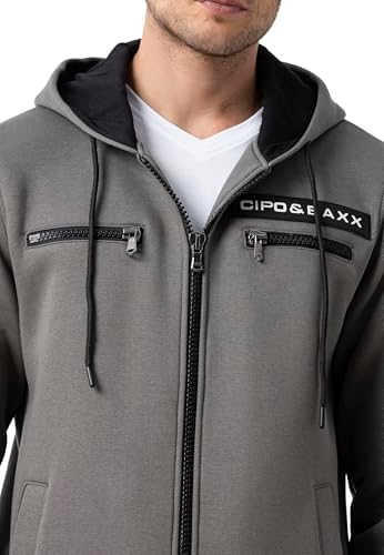 Cipo & Baxx Herren Sweatjacke Hoodie Serie - Stylischer Pullover im Modernen Casual Streetwear Stil für den Alltag, Frei