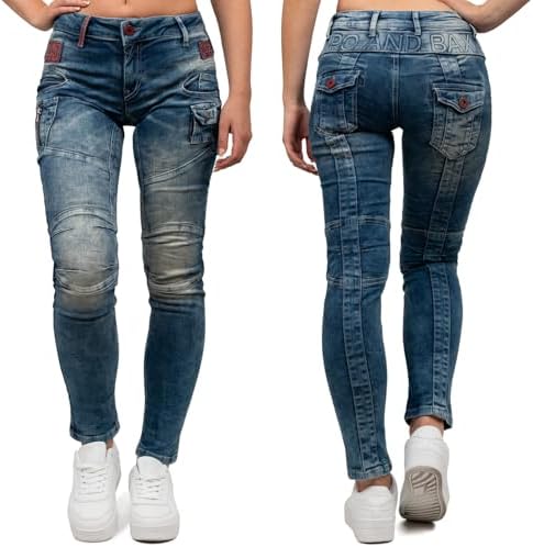 Cipo & Baxx Damen Jeans – Stylische Slim & Regular Fit Hosen mit Stretch & Used-Look | Bequeme Passform, modisches Desig