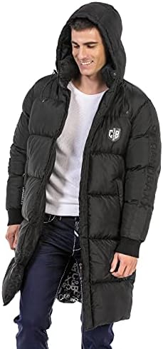 Cipo & Baxx Herren Mantel – Stylische Winterjacke mit warmem Innenfutter und abnehmbarer Kapuze für kalte Tage