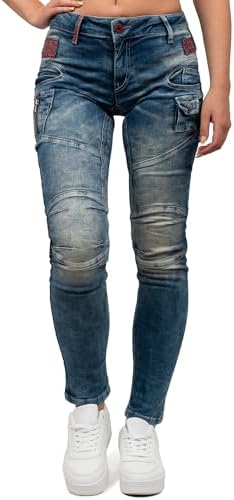 Cipo & Baxx Damen Jeans – Stylische Slim & Regular Fit Hosen mit Stretch & Used-Look | Bequeme Passform, modisches Desig