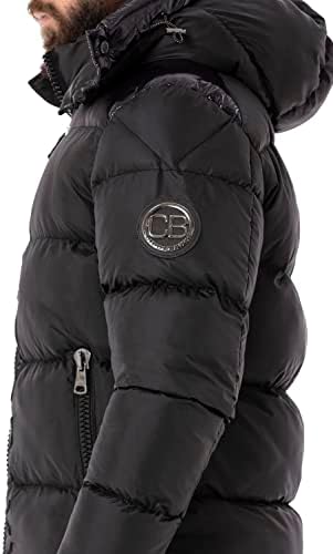 Cipo & Baxx Herren Mantel – Stylische Winterjacke mit warmem Innenfutter und abnehmbarer Kapuze für kalte Tage