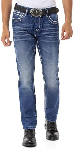 Cipo & Baxx Herren Jeans Hose Look Röhrenjeans Straight Fit Kontrastnähte Trendyhose | Cipo & Baxx Herren Jeans Hose Us