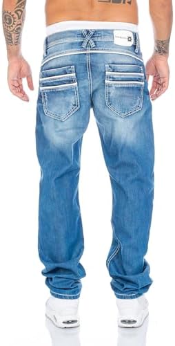 Cipo & Baxx Herren Jeans Hose --sizingfreie Passform für große Hüfte und Beine - ideal für Sport und Arbeit | Cipo & Ba
