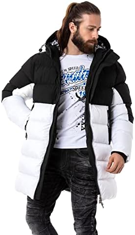 Cipo & Baxx Herren Mantel – Stylische Winterjacke mit warmem Innenfutter und abnehmbarer Kapuze für kalte Tage
