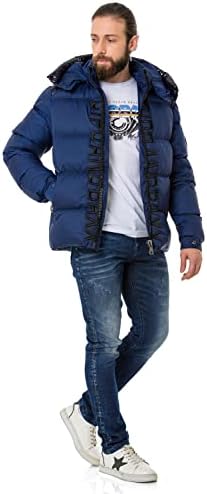 Cipo & Baxx Herren Mantel – Stylische Winterjacke mit warmem Innenfutter und abnehmbarer Kapuze für kalte Tage