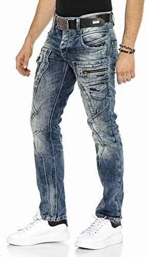 Cipo & Baxx Herren Jeans Hose Look Röhrenjeans Straight Fit Kontrastnähte Trendyhose | Cipo & Baxx Herren Jeans Hose Us