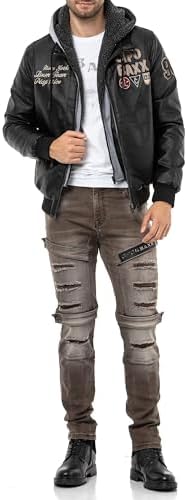 Cipo & Baxx Herren Mantel – Stylische Winterjacke mit warmem Innenfutter und abnehmbarer Kapuze für kalte Tage