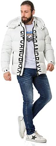 Cipo & Baxx Herren Mantel – Stylische Winterjacke mit warmem Innenfutter und abnehmbarer Kapuze für kalte Tage
