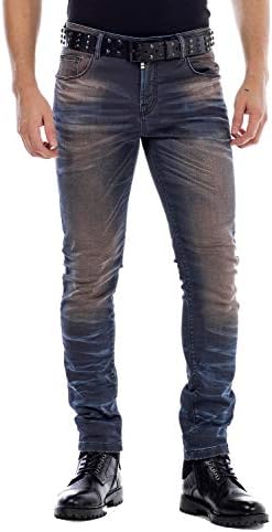 Cipo & Baxx Herren Jeans - Straight Fit mit modischen Waschungen, Nähten & Used-Look Details - Regular Denim - Trendige