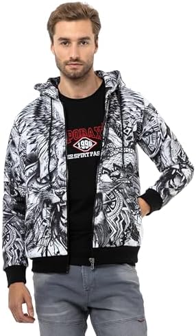Cipo & Baxx Herren Sweatjacke Hoodie – Stylischer Pullover für Streetwear-Begeisterte mit Reißverschluss & Kapuze für Fr