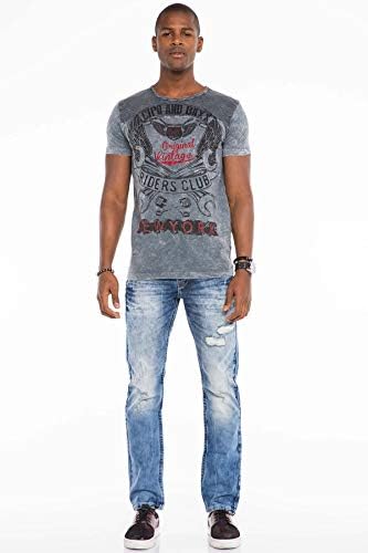 Cipo & Baxx Herren Jeans - Straight Fit mit modischen Waschungen, Nähten & Used-Look Details - Regular Denim