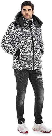 Cipo & Baxx Herren Mantel – Stylische Winterjacke mit warmem Innenfutter und abnehmbarer Kapuze für kalte Tage