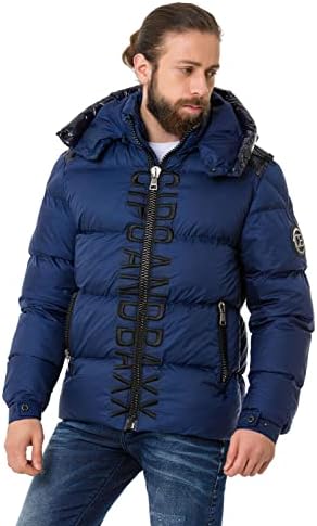 Cipo & Baxx Herren Mantel – Stylische Winterjacke mit warmem Innenfutter und abnehmbarer Kapuze für kalte Tage