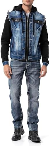Cipo & Baxx Herren Hybrid-Denimjacke - Versatile Farben, Modisch und Komfortabel - für City und Outdoor - mit Knopf und