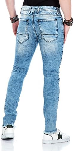 Cipo & Baxx Herren Jeans - Straight Fit mit modischen Waschungen, Nähten & Used-Look Details - Regular Denim - Trendige