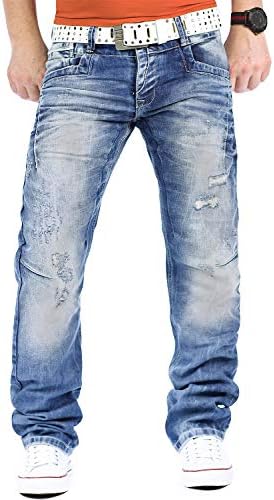 Cipo & Baxx Herren Jeans - Stilvolle Regular-Fit Denim mit Kontrastnähten | Bequeme & Modische Jeans für Männer | Stone-