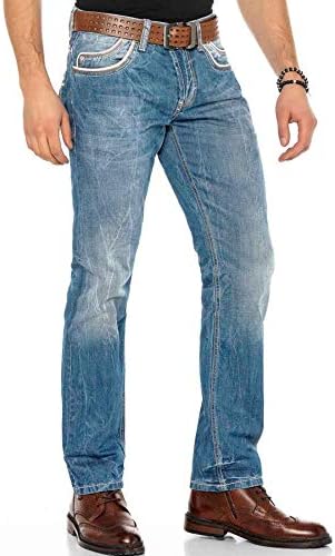 Cipo & Baxx Herren Jeans Hose Look Röhrenjeans Straight Fit Kontrastnähte Trendyhose | Cipo & Baxx Herren Jeans Hose Us