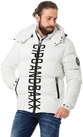 Cipo & Baxx Herren Mantel – Stylische Winterjacke mit warmem Innenfutter und abnehmbarer Kapuze für kalte Tage