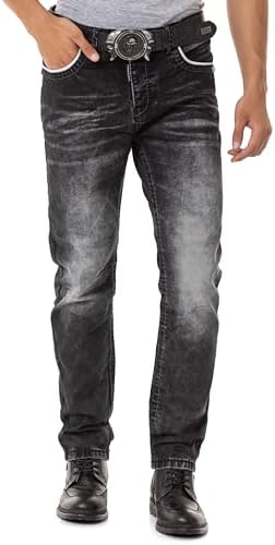 Cipo & Baxx Herren Jeans Hose Look Röhrenjeans Straight Fit Kontrastnähte Trendyhose | Cipo & Baxx Herren Jeans Hose Us