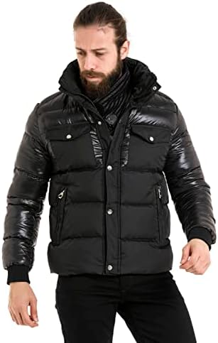 Cipo & Baxx Herren Mantel – Stylische Winterjacke mit warmem Innenfutter und abnehmbarer Kapuze für kalte Tage