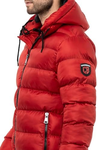 Cipo & Baxx Herren Mantel – Stylische Winterjacke mit warmem Innenfutter und abnehmbarer Kapuze für kalte Tage