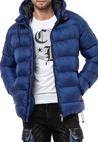 Cipo & Baxx Herren Mantel – Stylische Winterjacke mit warmem Innenfutter und abnehmbarer Kapuze für kalte Tage