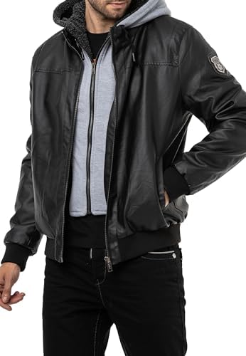 Cipo & Baxx Herren Mantel – Stylische Winterjacke mit warmem Innenfutter und abnehmbarer Kapuze für kalte Tage