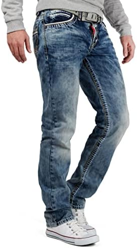 Cipo & Baxx Herren Jeans - Stilvolle Regular-Fit Denim mit Kontrastnähten | Bequeme & Modische Jeans für Männer | Stone-