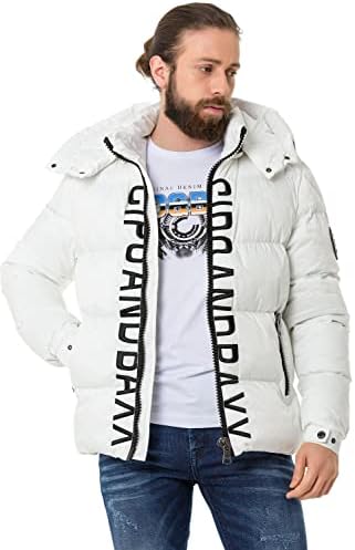 Cipo & Baxx Herren Mantel – Stylische Winterjacke mit warmem Innenfutter und abnehmbarer Kapuze für kalte Tage