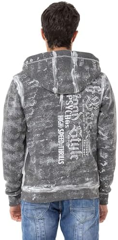 Cipo & Baxx Herren Sweatjacke Hoodie – Stylischer Pullover für Streetwear-Begeisterte mit Reißverschluss & Kapuze für Fr