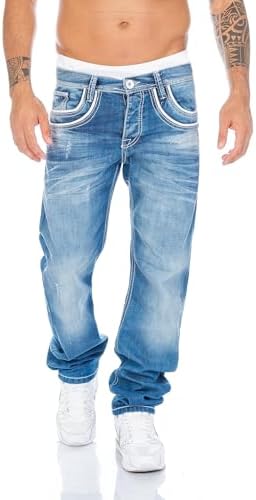 Cipo & Baxx Herren Jeans Hose --sizingfreie Passform für große Hüfte und Beine - ideal für Sport und Arbeit | Cipo & Ba