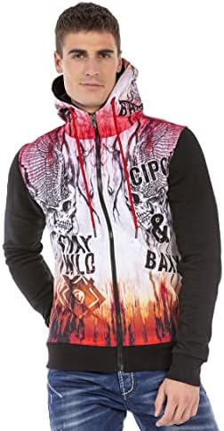 Cipo & Baxx Herren Sweatjacke Hoodie – Stylischer Pullover für Streetwear-Begeisterte mit Reißverschluss & Kapuze für Fr