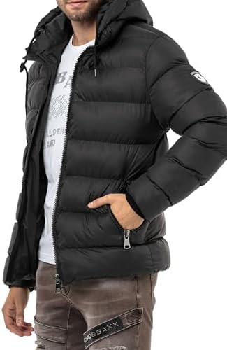 Cipo & Baxx Herren Mantel – Stylische Winterjacke mit warmem Innenfutter und abnehmbarer Kapuze für kalte Tage