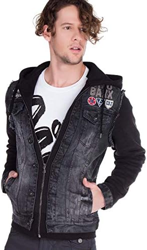 Cipo & Baxx Herren Hybrid-Denimjacke - Versatile Farben, Modisch und Komfortabel - für City und Outdoor - mit Knopf und