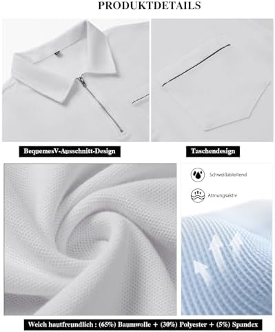 HMIYA Herren Poloshirt Langarm Baumwoll-Atmungsaktiv Casual T-Shirts Organic Standard Blended – Bild 35