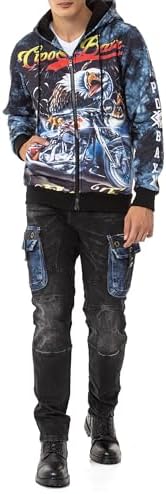 Cipo & Baxx Herren Sweatjacke Hoodie – Stylischer Pullover für Streetwear-Begeisterte mit Reißverschluss & Kapuze für Fr