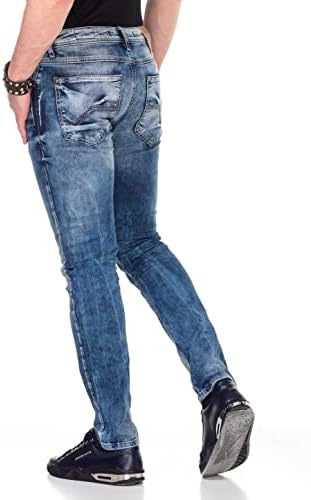 Cipo & Baxx Herren Jeans - Straight Fit mit modischen Waschungen, Nähten & Used-Look Details - Regular Denim - Trendige