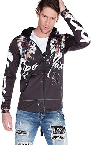 Cipo & Baxx Herren Sweatjacke Hoodie – Stylischer Pullover für Streetwear-Begeisterte mit Reißverschluss & Kapuze für Fr