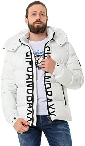 Cipo & Baxx Herren Mantel – Stylische Winterjacke mit warmem Innenfutter und abnehmbarer Kapuze für kalte Tage
