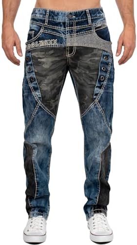 Cipo & Baxx Herren Jeans - Stylische Denim-Mode mit hohem Markantzen Detail | Regular & Slim Fit für Männer | Stonewashe