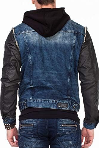 Cipo & Baxx Herren Hybrid-Denimjacke - Versatile Farben, Modisch und Komfortabel - für City und Outdoor - mit Knopf und