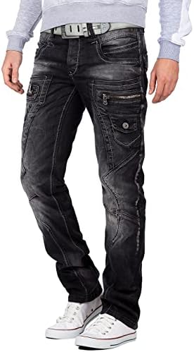 Cipo & Baxx Herren Jeans - Stylische Denim-Mode mit hohem Markanten_design | Regular & Slim Fit | Stonewashed Effect des
