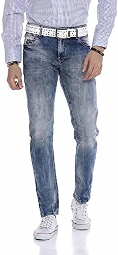 Cipo & Baxx Herren Jeans Hose Look Röhrenjeans Straight Fit Kontrastnähte Trendyhose | Cipo & Baxx Herren Jeans Hose Us
